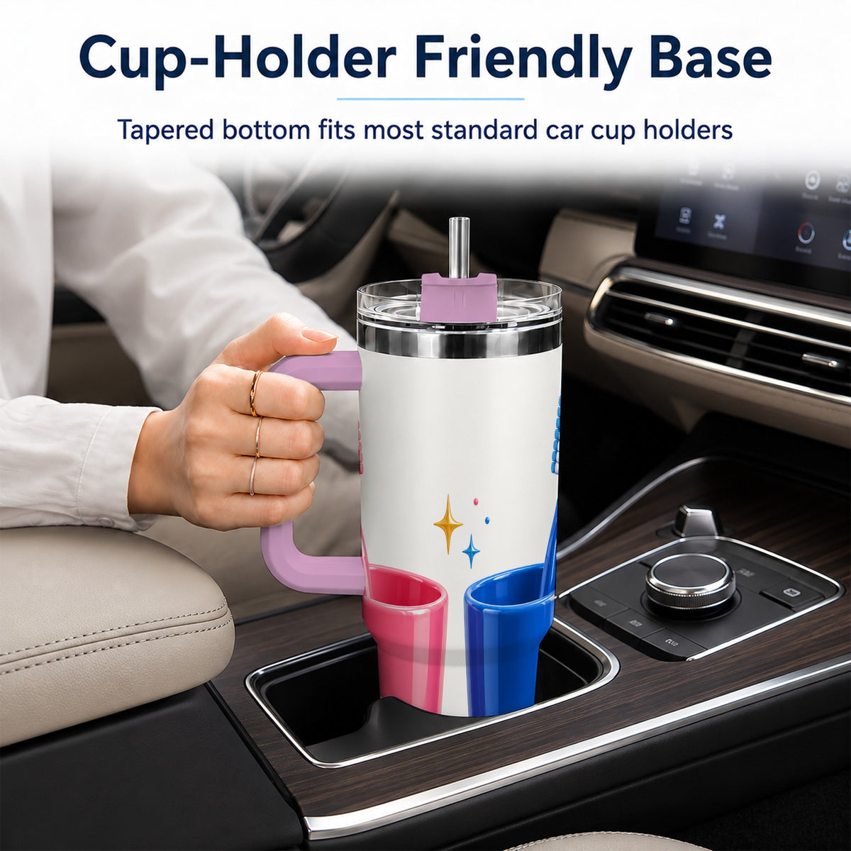 #pl[40oz|Pink] Pink Blue Toothbrush Pair 40oz Tumbler with Handle, Dental Travel Cup