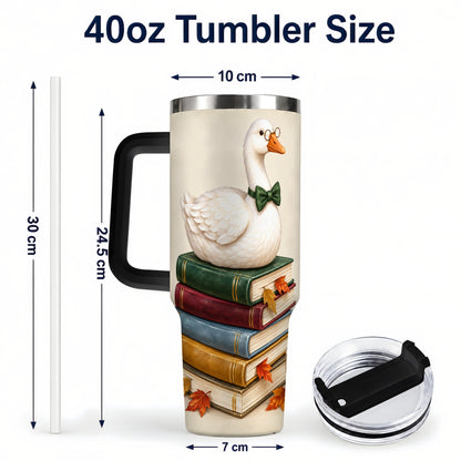 #pl[40oz|Black] Bookish Goose 40oz Tumbler with Handle, Autumn Travel Cup