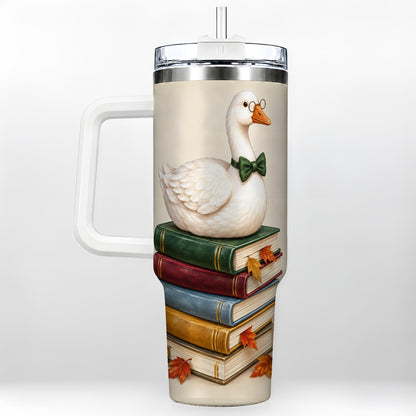 Bookish Goose 40oz Tumbler with Handle, Autumn Travel Cup