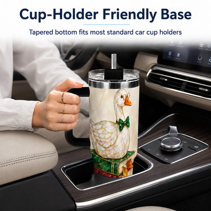 #pl[40oz|Black] Jeweled Bookish Goose 40oz Tumbler with Handle, Autumn Travel Cup