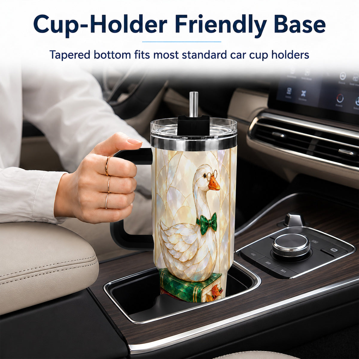 #pl[40oz|Black] Bookish Bird 40oz Tumbler with Handle, Autumn Stainless Steel Travel Cup