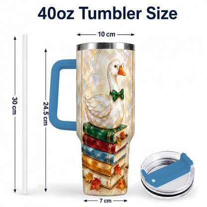 #pl[40oz|Blue] Bookish Bird 40oz Tumbler with Handle, Autumn Stainless Steel Travel Cup