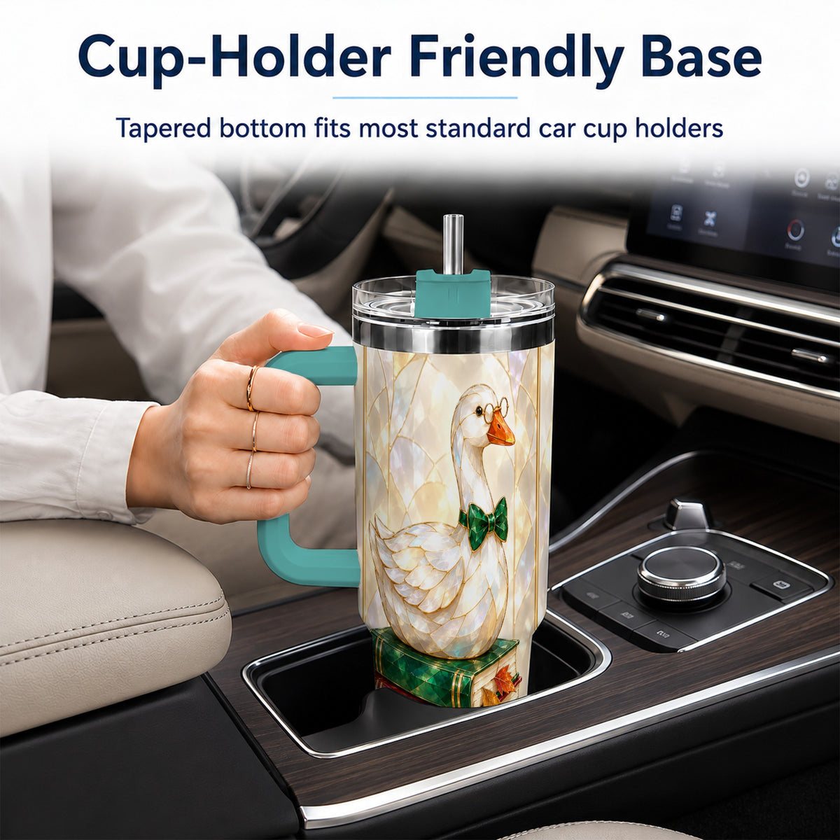 #pl[40oz|Green] Bookish Bird 40oz Tumbler with Handle, Autumn Stainless Steel Travel Cup