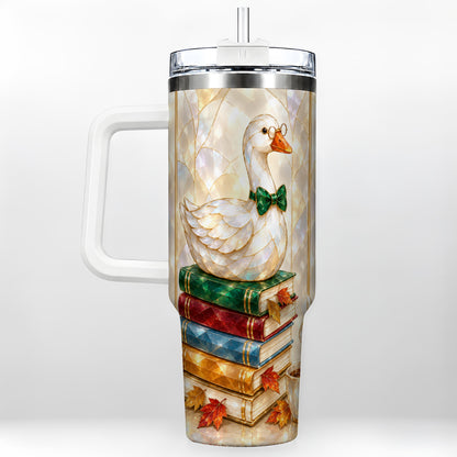 Bookish Bird 40oz Tumbler with Handle, Autumn Stainless Steel Travel Cup