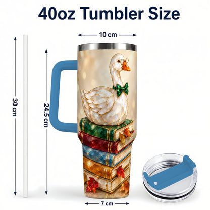 #pl[40oz|Blue] Golden Book Bird 40oz Tumbler with Handle, Reader Stainless Steel Cup