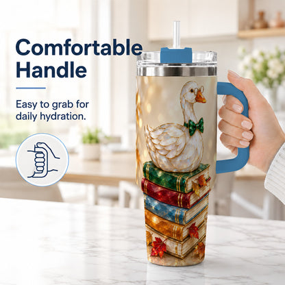 #pl[40oz|Blue] Golden Book Bird 40oz Tumbler with Handle, Reader Stainless Steel Cup