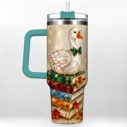 #pl[40oz|Green] Golden Book Bird 40oz Tumbler with Handle, Reader Stainless Steel Cup