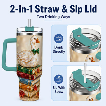 #pl[40oz|Green] Golden Book Bird 40oz Tumbler with Handle, Reader Stainless Steel Cup