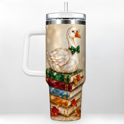 Golden Book Bird 40oz Tumbler with Handle, Reader Stainless Steel Cup