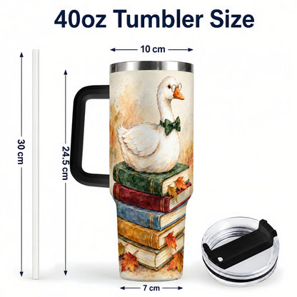 #pl[40oz|Black] Watercolor Book Bird 40oz Tumbler with Handle, Autumn Travel Cup