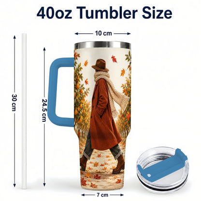 #pl[40oz|Blue] Citrus Orchard 40oz Tumbler with Handle, Autumn Walk Travel Cup