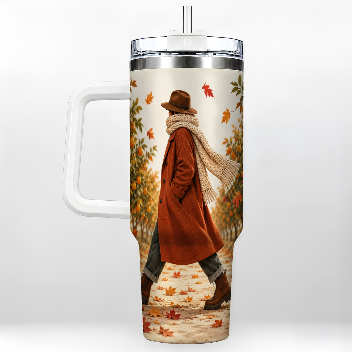 Citrus Orchard 40oz Tumbler with Handle, Autumn Walk Travel Cup