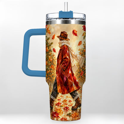 #pl[40oz|Blue] Citrus Orchard 40oz Tumbler with Handle, Faceted Autumn Travel Cup