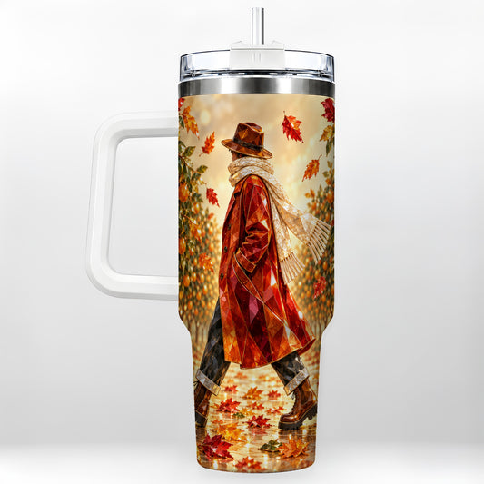 Citrus Orchard 40oz Tumbler with Handle, Faceted Autumn Travel Cup