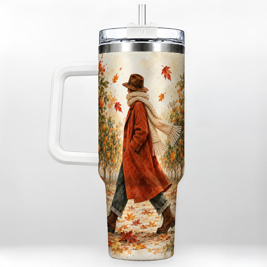 Citrus Orchard 40oz Tumbler with Handle, Watercolor Autumn Travel Cup