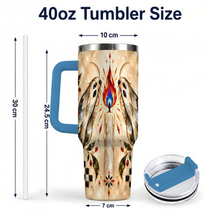 #pl[40oz|Blue] Crystal Moth Candle 40oz Tumbler with Handle, Gothic Travel Cup