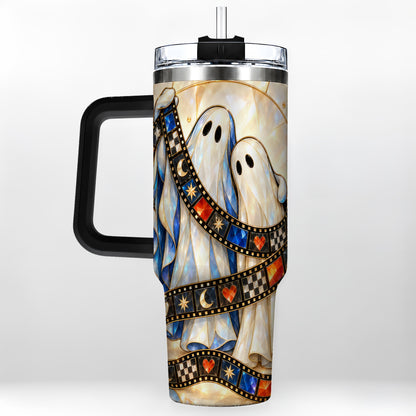 #pl[40oz|Black] Gemstone Ghost Film 40oz Tumbler with Handle, Spooky Travel Cup