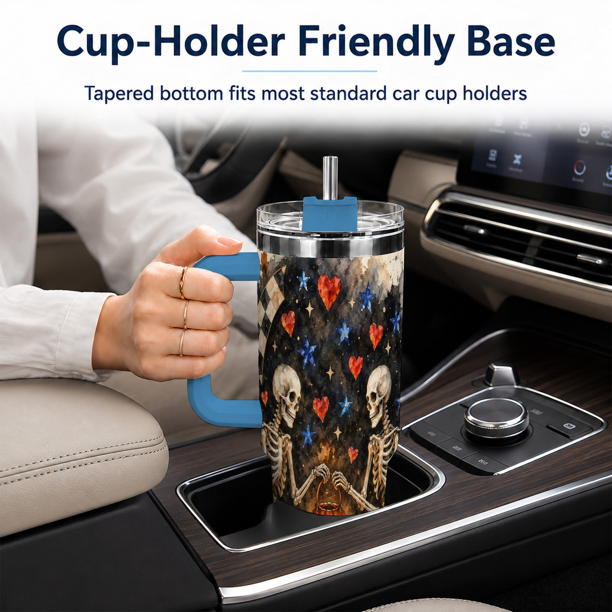 #pl[40oz|Blue] Skeleton Halloween 40oz Tumbler, Spooky Stainless Steel Travel Cup