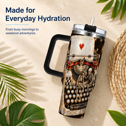 #pl[40oz|Black] Jeweled Typewriter 40oz Tumbler, Gothic Stainless Steel Travel Cup