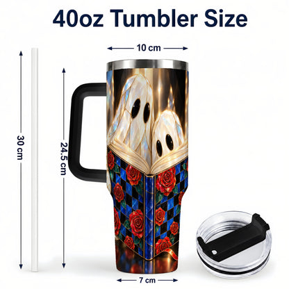 #pl[40oz|Black] Crystal Ghost 40oz Tumbler, Rose Book Stainless Steel Travel Cup