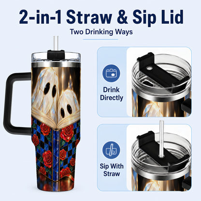#pl[40oz|Black] Crystal Ghost 40oz Tumbler, Rose Book Stainless Steel Travel Cup