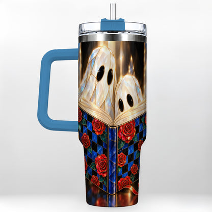 #pl[40oz|Blue] Crystal Ghost 40oz Tumbler, Rose Book Stainless Steel Travel Cup