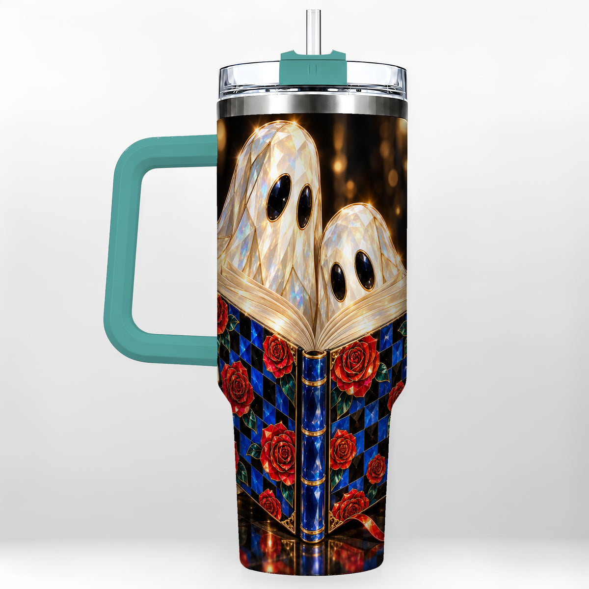 #pl[40oz|Green] Jewel Ghost 40oz Tumbler, Rose Book Stainless Steel Travel Cup
