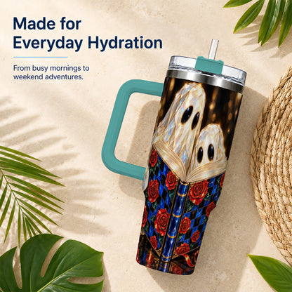 #pl[40oz|Green] Jewel Ghost 40oz Tumbler, Rose Book Stainless Steel Travel Cup