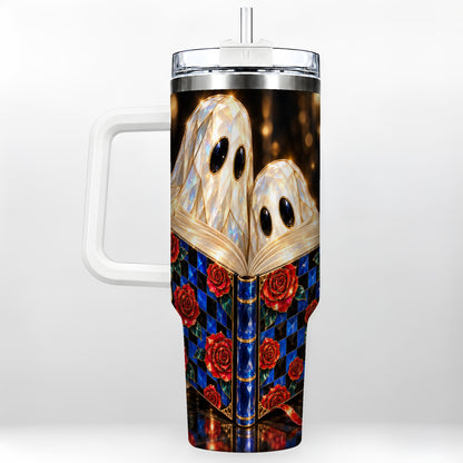 Jewel Ghost 40oz Tumbler, Rose Book Stainless Steel Travel Cup