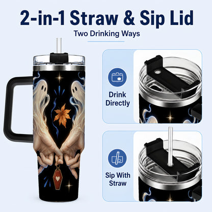 #pl[40oz|Black] Ghost Hands 40oz Tumbler, Autumn Spirit Stainless Steel Travel Cup