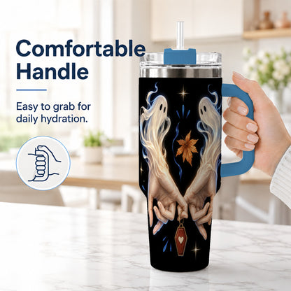 #pl[40oz|Blue] Ghost Hands 40oz Tumbler, Autumn Spirit Stainless Steel Travel Cup
