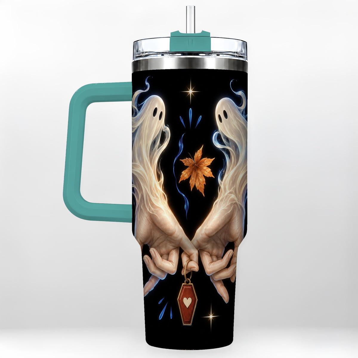 #pl[40oz|Green] Ghost Hands 40oz Tumbler, Autumn Spirit Stainless Steel Travel Cup