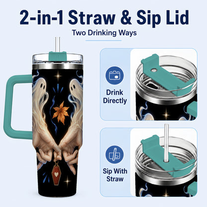 #pl[40oz|Green] Ghost Hands 40oz Tumbler, Autumn Spirit Stainless Steel Travel Cup