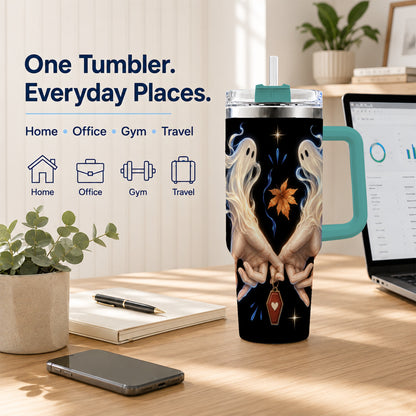 #pl[40oz|Green] Ghost Hands 40oz Tumbler, Autumn Spirit Stainless Steel Travel Cup