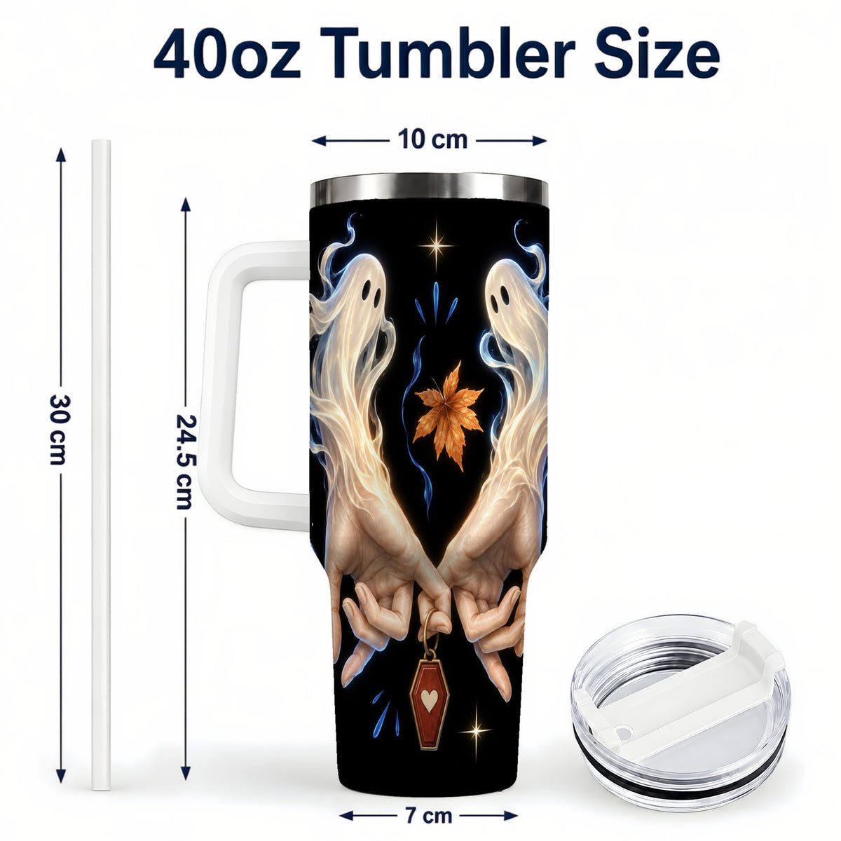 #pl[40oz|White] Ghost Hands 40oz Tumbler, Autumn Spirit Stainless Steel Travel Cup