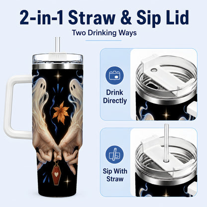 #pl[40oz|White] Ghost Hands 40oz Tumbler, Autumn Spirit Stainless Steel Travel Cup