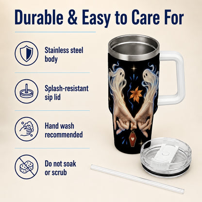 #pl[40oz|White] Ghost Hands 40oz Tumbler, Autumn Spirit Stainless Steel Travel Cup