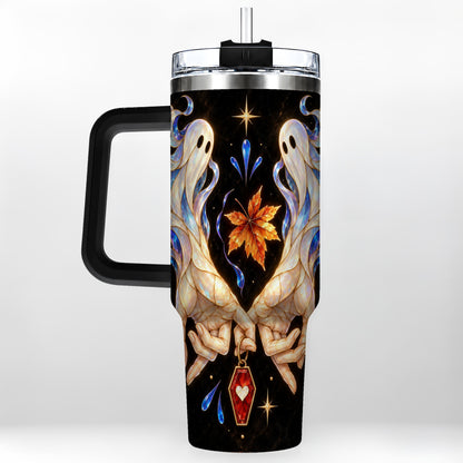 #pl[40oz|Black] Stained Ghost 40oz Tumbler, Autumn Spirit Stainless Steel Travel Cup