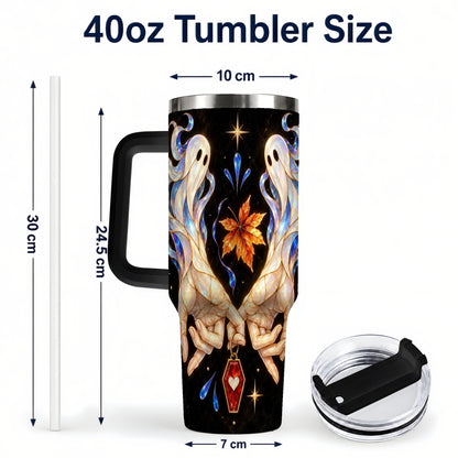 #pl[40oz|Black] Stained Ghost 40oz Tumbler, Autumn Spirit Stainless Steel Travel Cup