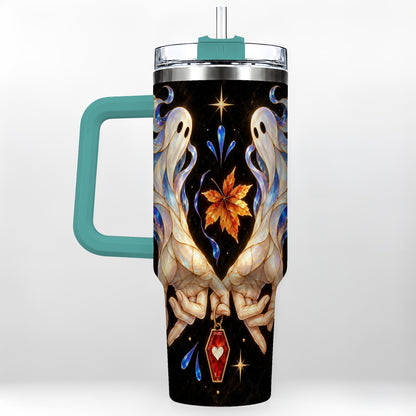 #pl[40oz|Green] Stained Ghost 40oz Tumbler, Autumn Spirit Stainless Steel Travel Cup