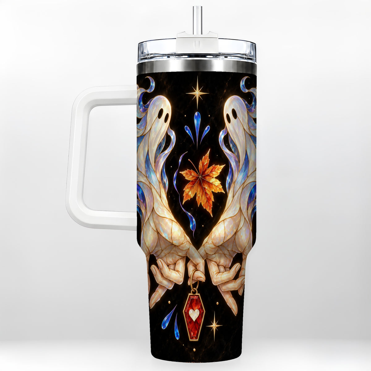 Stained Ghost 40oz Tumbler, Autumn Spirit Stainless Steel Travel Cup