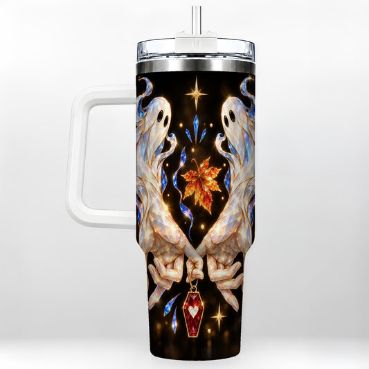 Crystal Ghost 40oz Tumbler with Handle, Spirit Stainless Steel Travel Cup