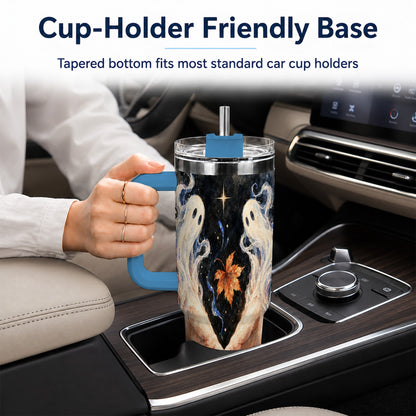 #pl[40oz|Blue] Watercolor Ghost 40oz Tumbler with Handle, Autumn Steel Travel Cup