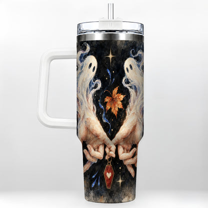 Watercolor Ghost 40oz Tumbler with Handle, Autumn Steel Travel Cup