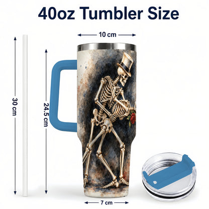 #pl[40oz|Blue] Dancing Skeleton 40oz Tumbler with Handle, Gothic Romance Travel Cup