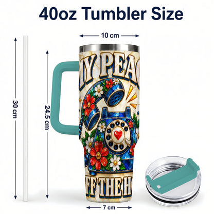 #pl[40oz|Green] Retro Rotary Phone 40oz Tumbler, Floral Stainless Steel Travel Cup