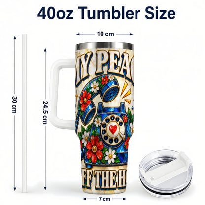 #pl[40oz|White] Retro Rotary Phone 40oz Tumbler, Floral Stainless Steel Travel Cup
