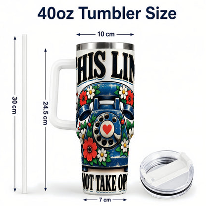 #pl[40oz|White] Retro Rotary Phone 40oz Tumbler with Handle, Floral Travel Cup