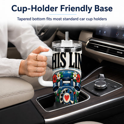 #pl[40oz|White] Retro Rotary Phone 40oz Tumbler with Handle, Floral Travel Cup