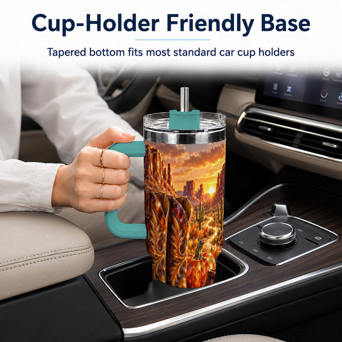 #pl[40oz|Green] Western Cowboy Boots 40oz Tumbler with Handle, Desert Travel Cup